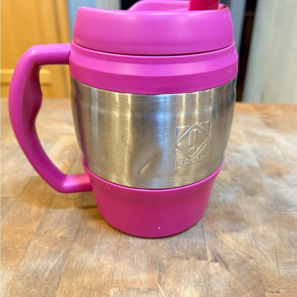 Bubba Keg Pink and Silver Travel Mug Stainless Steel Pink Plastic Huge Thermal - Picture 2 of 14